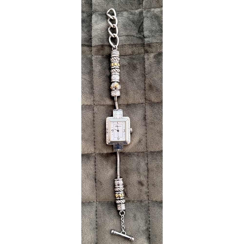 BRIGHTON CHERRY HILL WRISTWATCH SILVER PLATE TOGGLE‎ BAND NEW BATTERY